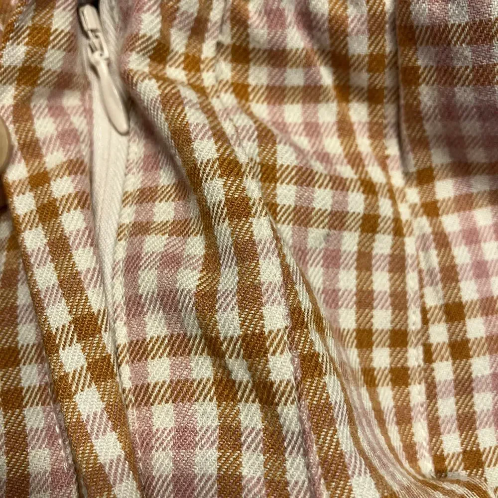 New Aerie Pleated Mini Skirt Pink‎ Brown Gingham Plaid Size XS $49.95 Preppy